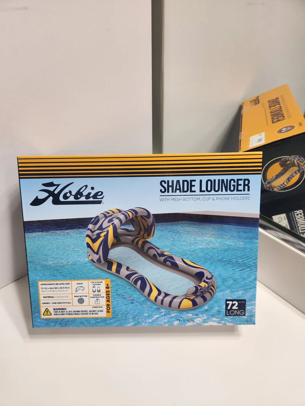 Hobie Shade Lounger 72" long Inflatable Pool Float - Blue, Yellow, White - Picture 2 of 4